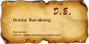 Dutka Barakony névjegykártya